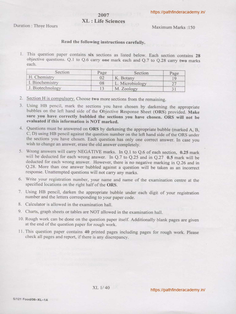 Previous Year Question Papers 2007 | PDF