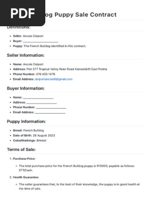 French Bulldog Puppy Sale Contract