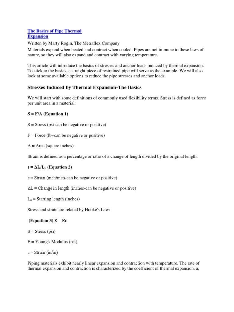 The Basics of Pipe Thermal Expansion | PDF | Thermal Expansion | Materials