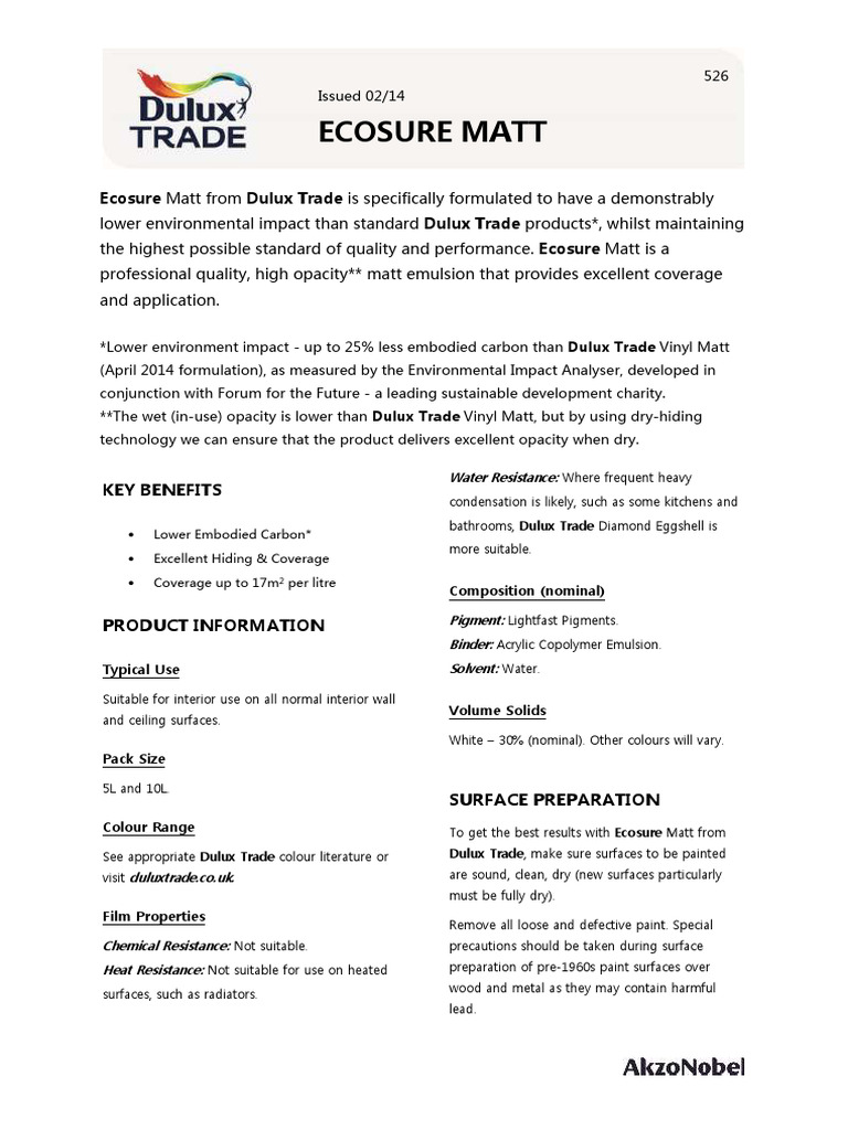 Ecosure Matt: Ecosure Matt From Dulux Trade Is Specifically Formulated ...