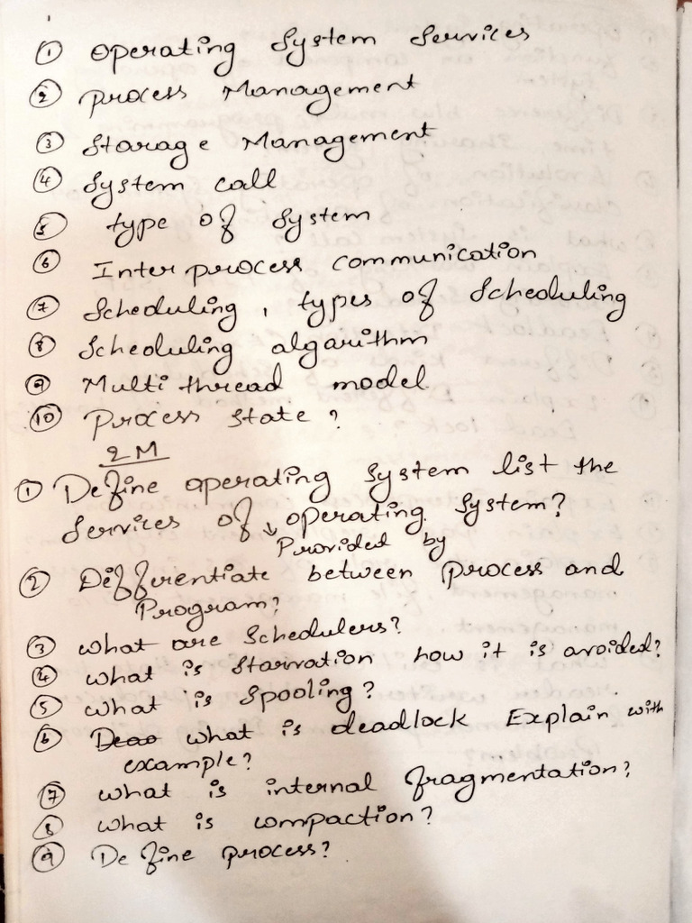 OS Imp Questions Full Chapter's-1 | PDF