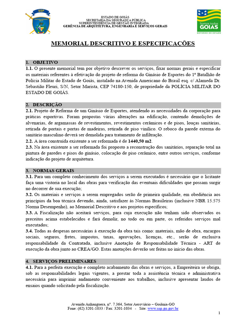 Memorial Descritivo | PDF
