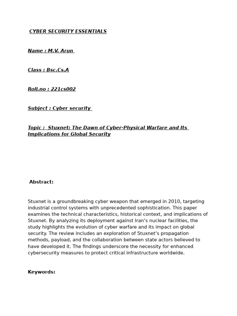 Stuxnet: Cyber Warfare's Turning Point | PDF | Computer Security ...