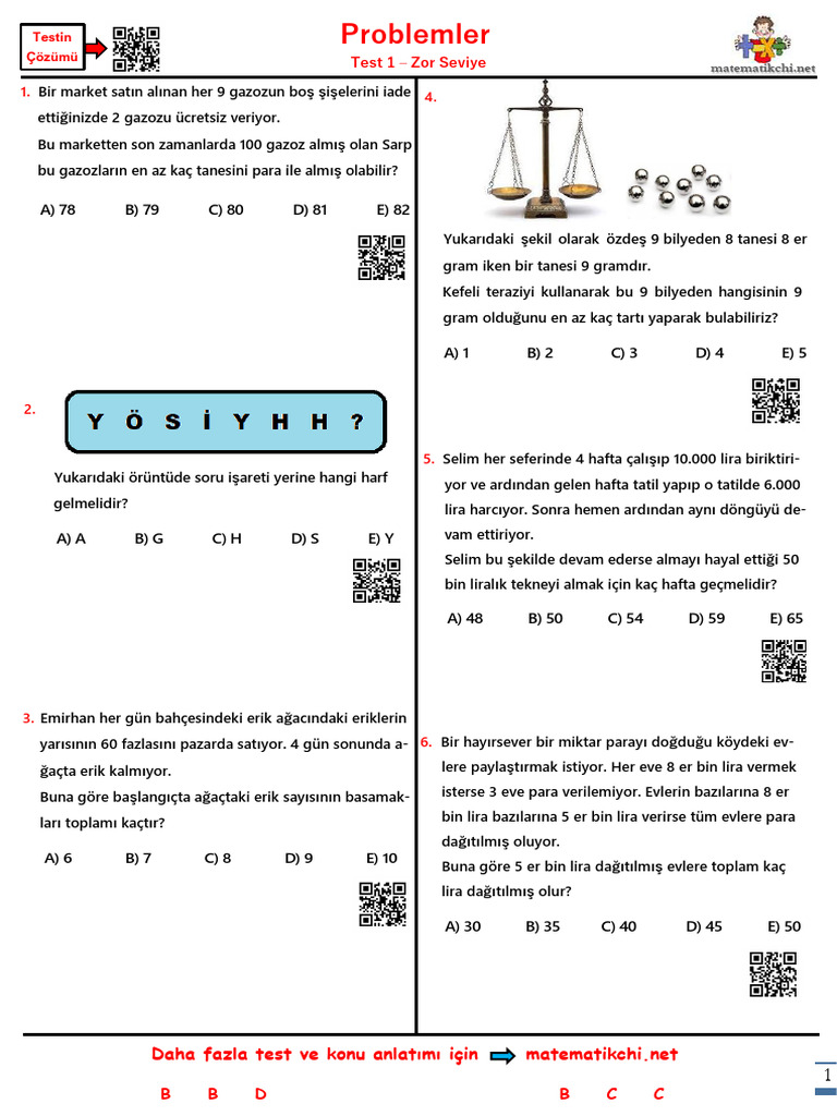 WP Contentuploads202307Problemler Test 1 Z PDF | PDF