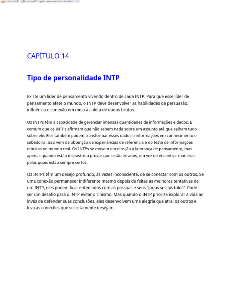 Personality Hacker - INTP - INFP - en - PT | PDF