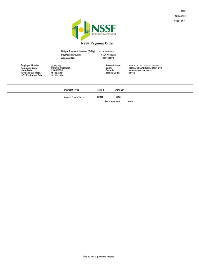 How To Print Nssf Payment Order