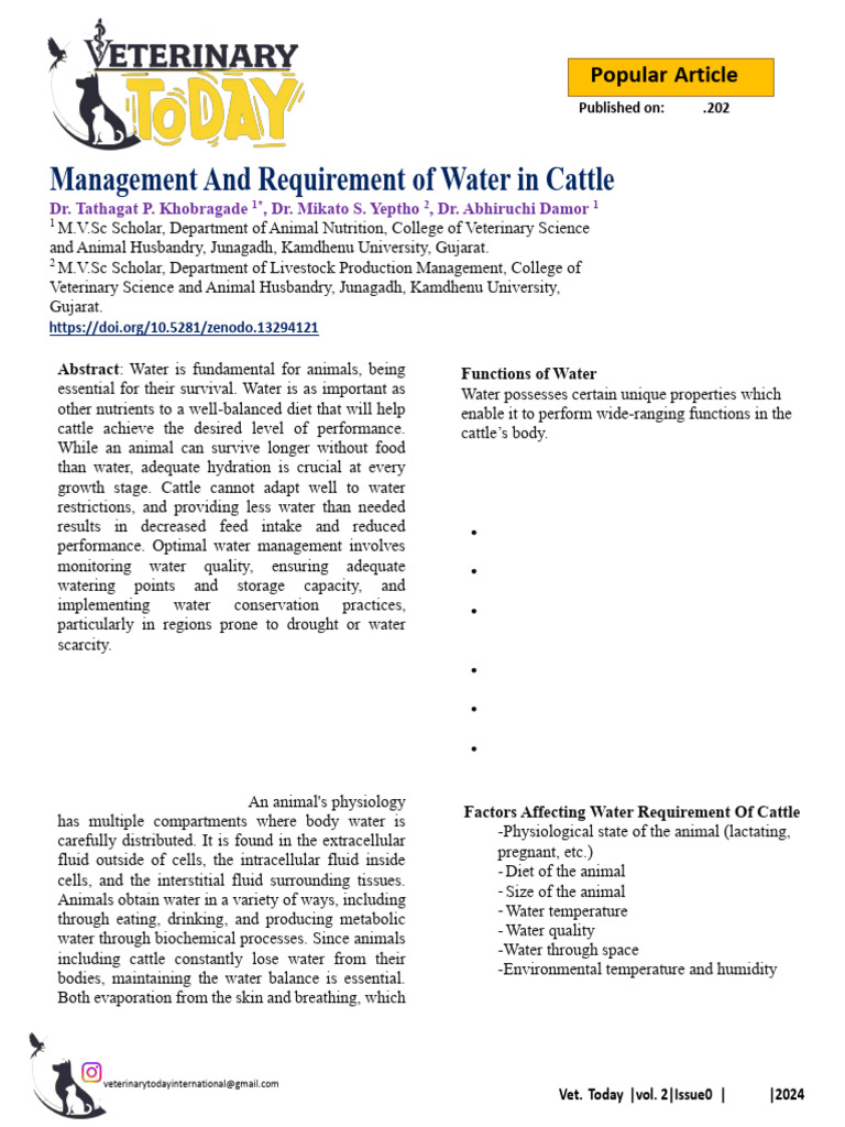 Water Management for Cattle Health | PDF | Dairy Cattle | Cattle