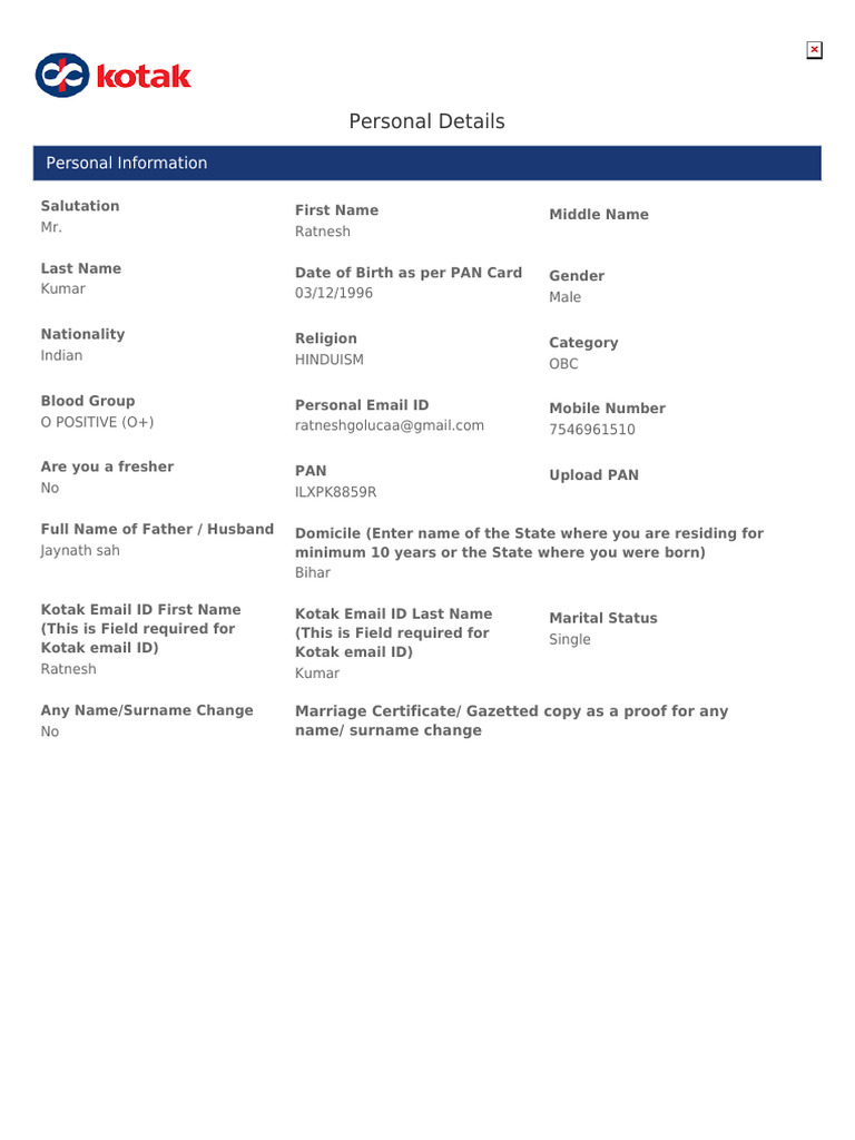 15842029candidate Details Template | PDF