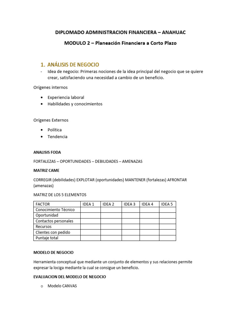 Modulo 2 - Planeacion Financiera A Corto Plazo | PDF