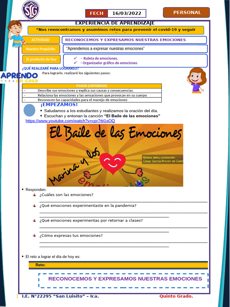 Actividades para Reconocer Emociones | PDF | Las emociones | Relaciones ...