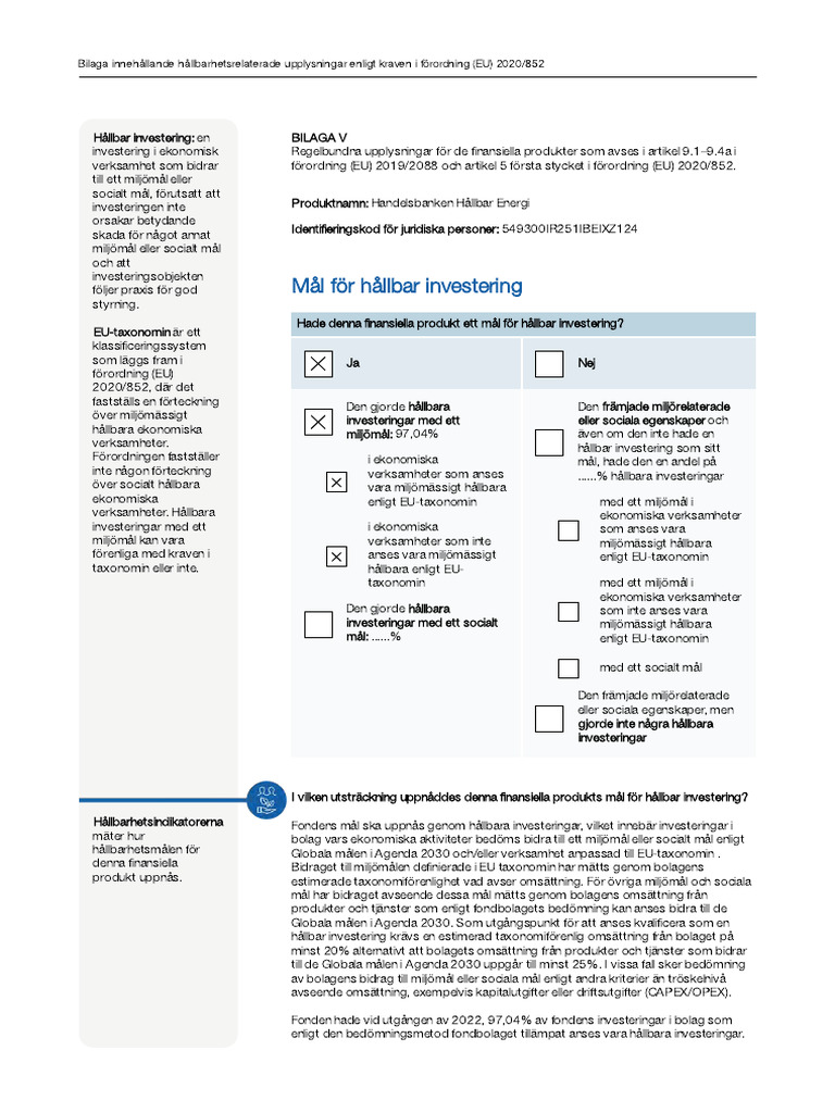 Handelsbanken Hallbar Energi Hallbarhet SFDR | PDF