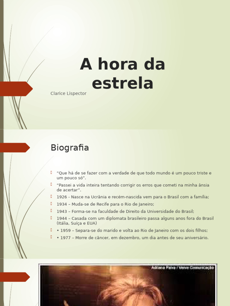 A Hora Da Estrela + Clarice Lispector | PDF