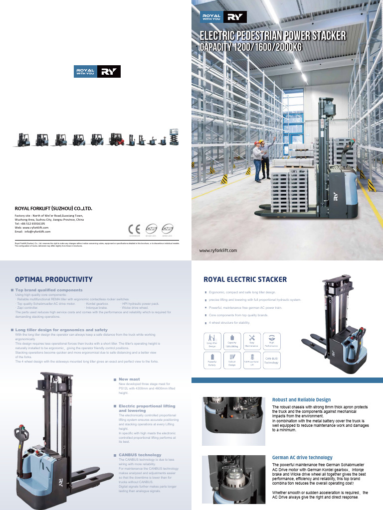 Royal Electric Stacker Overview | PDF | Truck | Forklift