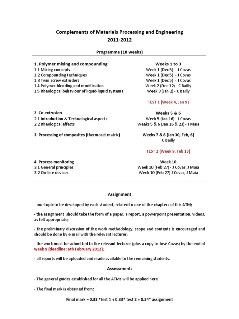 Complements of Materials Processing and Engineering 2011-2012 | PDF ...