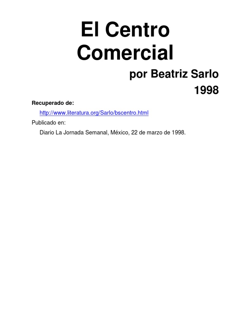 Sarlo,B 1998 El Centro Comercial