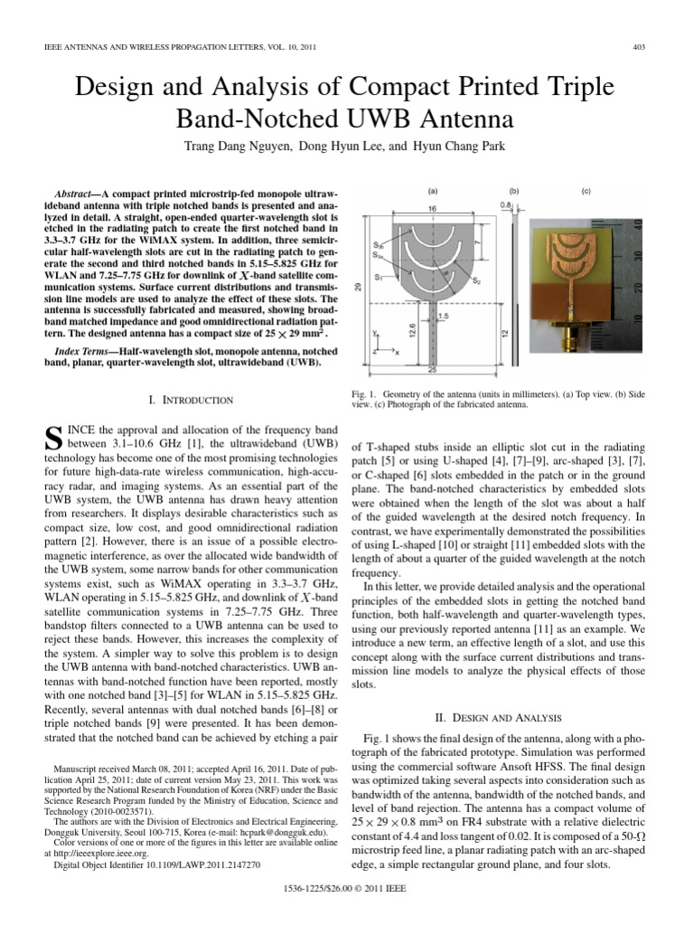 Design and Analysis of Compact Printed Triple Band-Notched UWB Antenna ...
