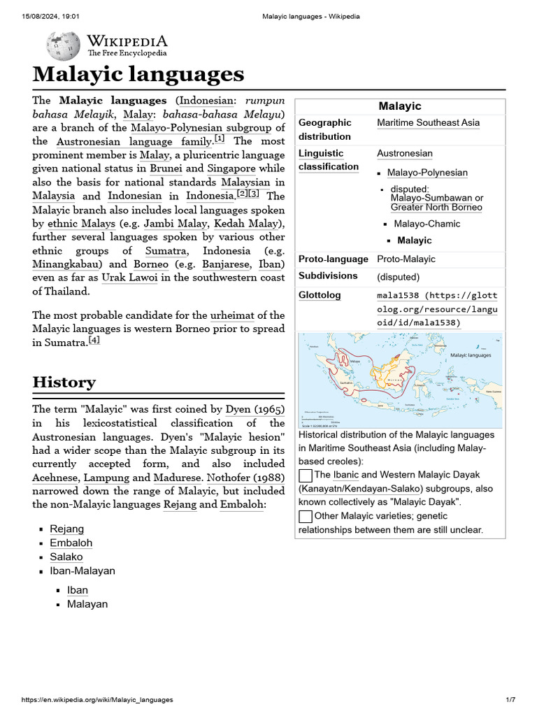 Malayic Languages - Wikipedia | PDF