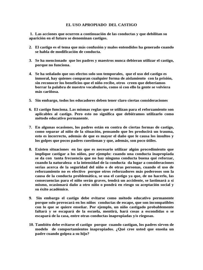 El Uso Apropiado Del Castigo | PDF
