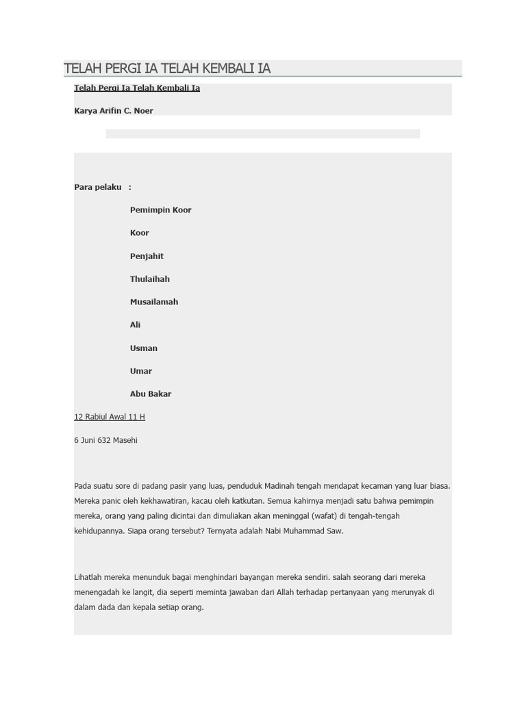 Telah Pergi Ia Telah Kembali | PDF