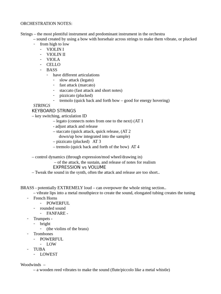 Orchestration Notes | PDF
