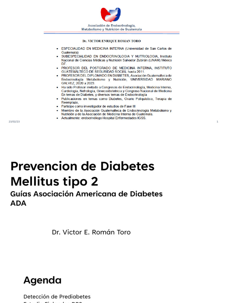 Prevención de Diabetes Tipo 2: Guías ADA | PDF | Diabetes | Ciencia y ...