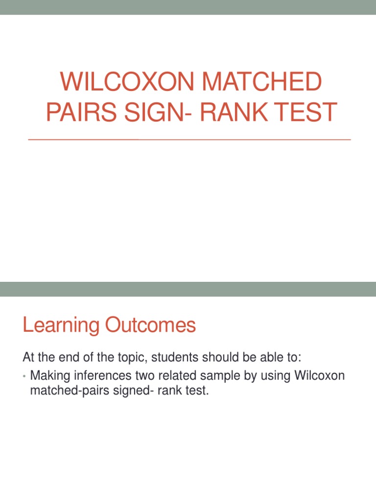 Wilcoxon MatchedPairs SignedRanks Test Statistical Hypothesis