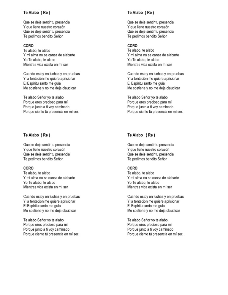 Letras y acordes de "Te Alabo" | PDF