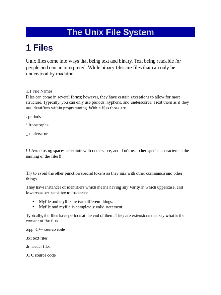 Unix File Basics 1 (AutoRecovered) | PDF