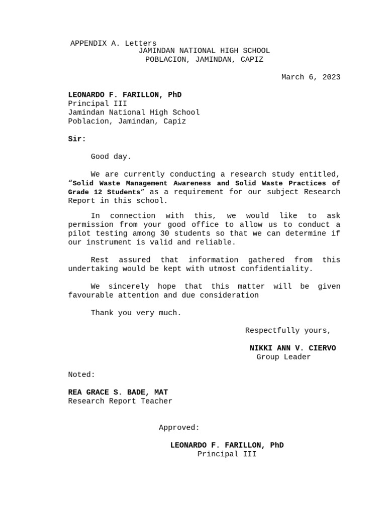 Appendixes A. Letters | PDF