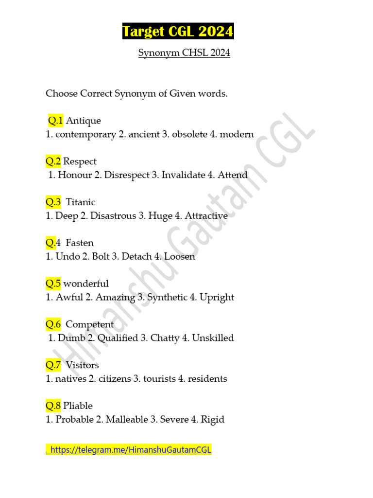 all-synonym-chsl-2024-pdf