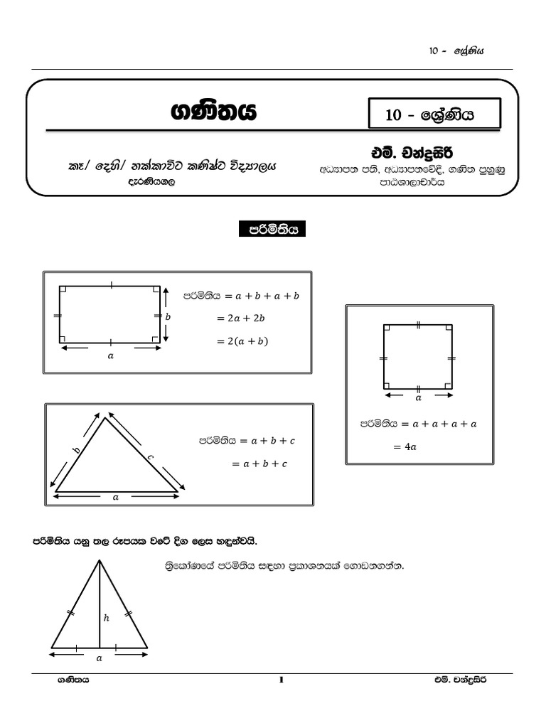 Grade 10 Maths: Parimithiya Exercises | PDF