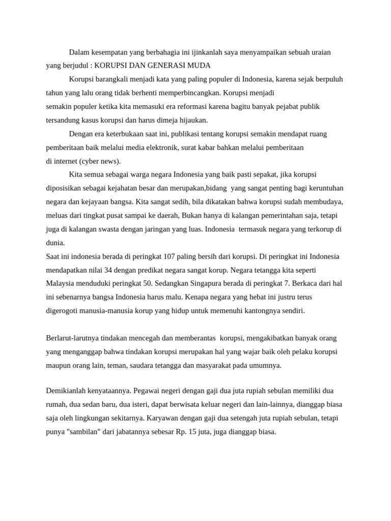 Naskah Pidato Tentang Korupsi PDF