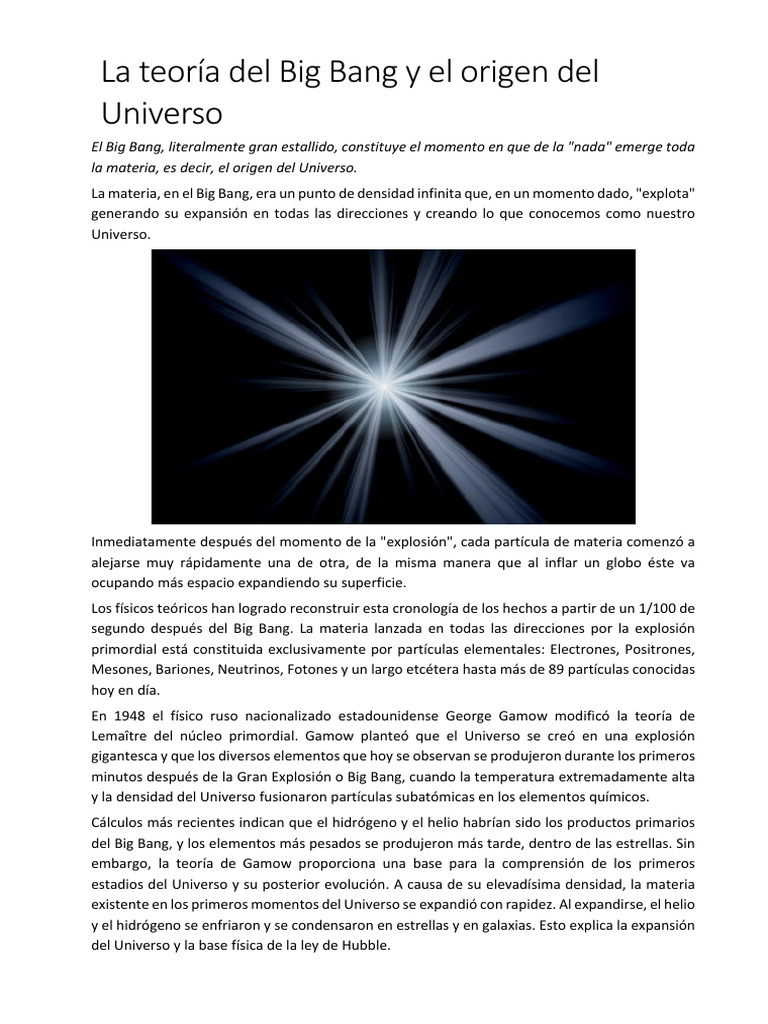 La Teoria Del Big Bang y El Origen Del Universo | PDF