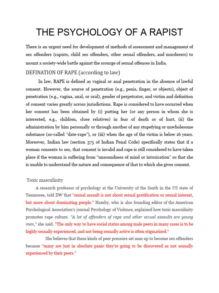 Psychology of A Rapist | PDF | Rape | Social Science