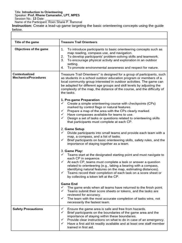 Day 5 2 Introduction To Orienteering Pdf