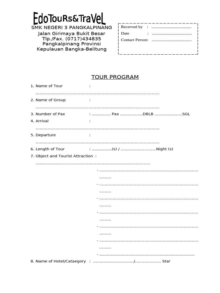 Format Tour Planning New - Copy-1 | PDF