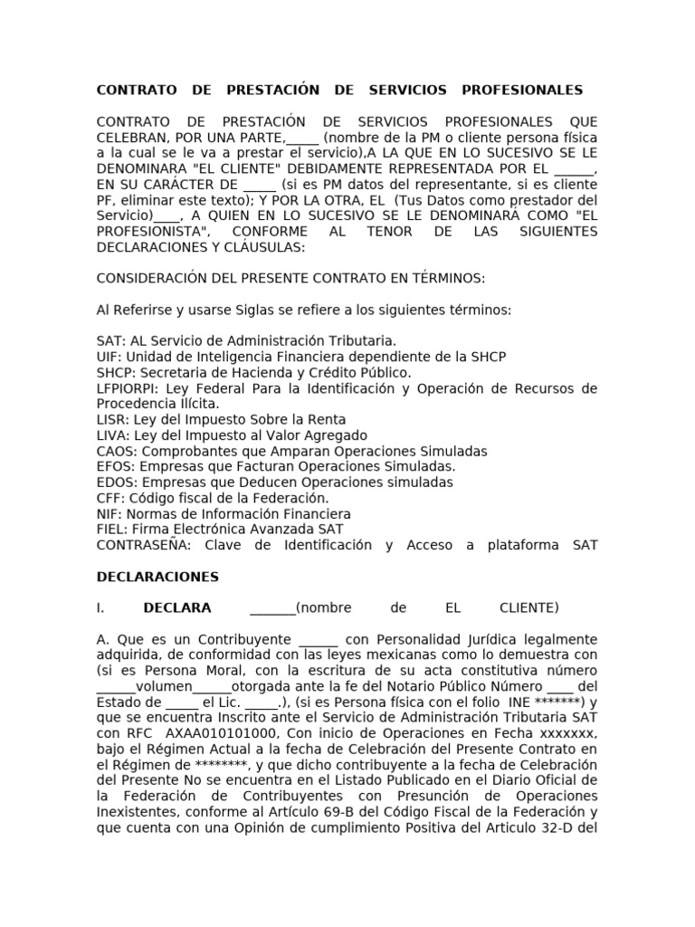 Contrato Servicios Contables y Fiscales | PDF | Contabilidad | Negocios