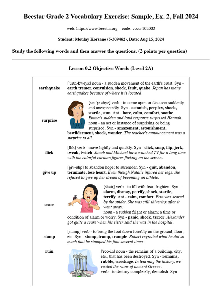 Beestar Exercise Voc 2 G2 | PDF