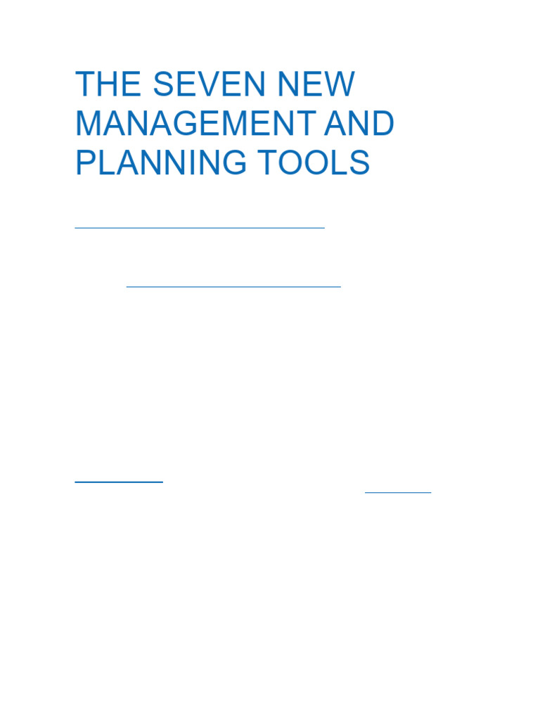 The Seven New Management and Planning Tools | PDF