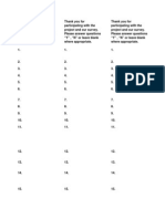 OV - Post Interview Survey Answer Sheet