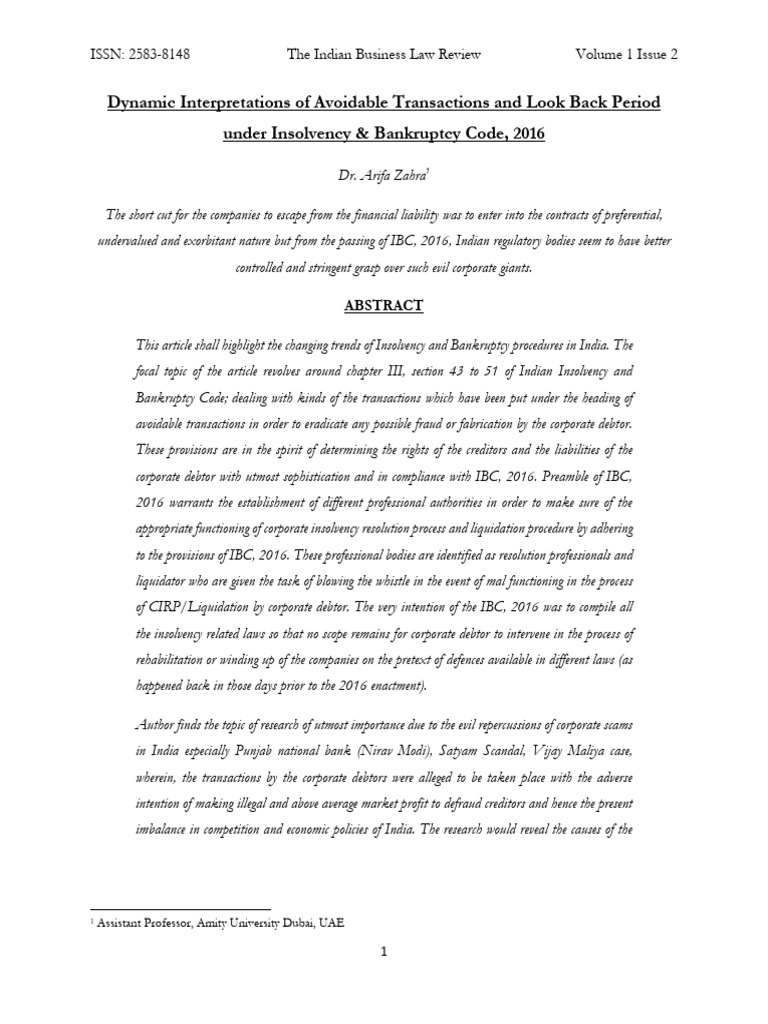 Avoidance Transaction | PDF