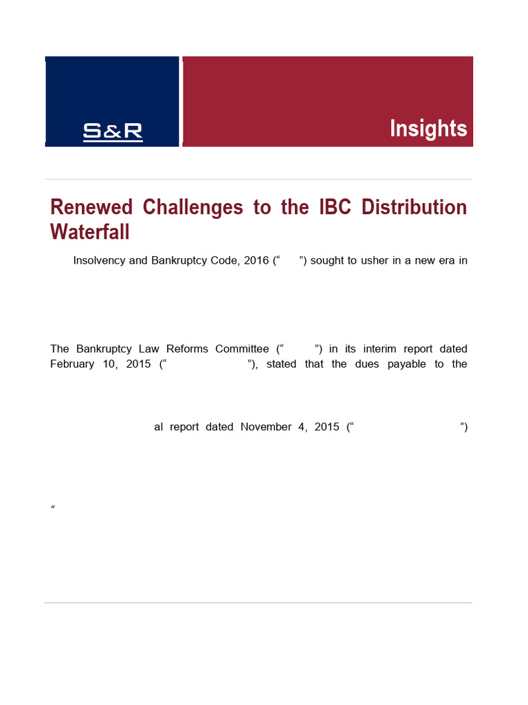 Renewed Challenges To The IBC Distribution Waterfall | PDF