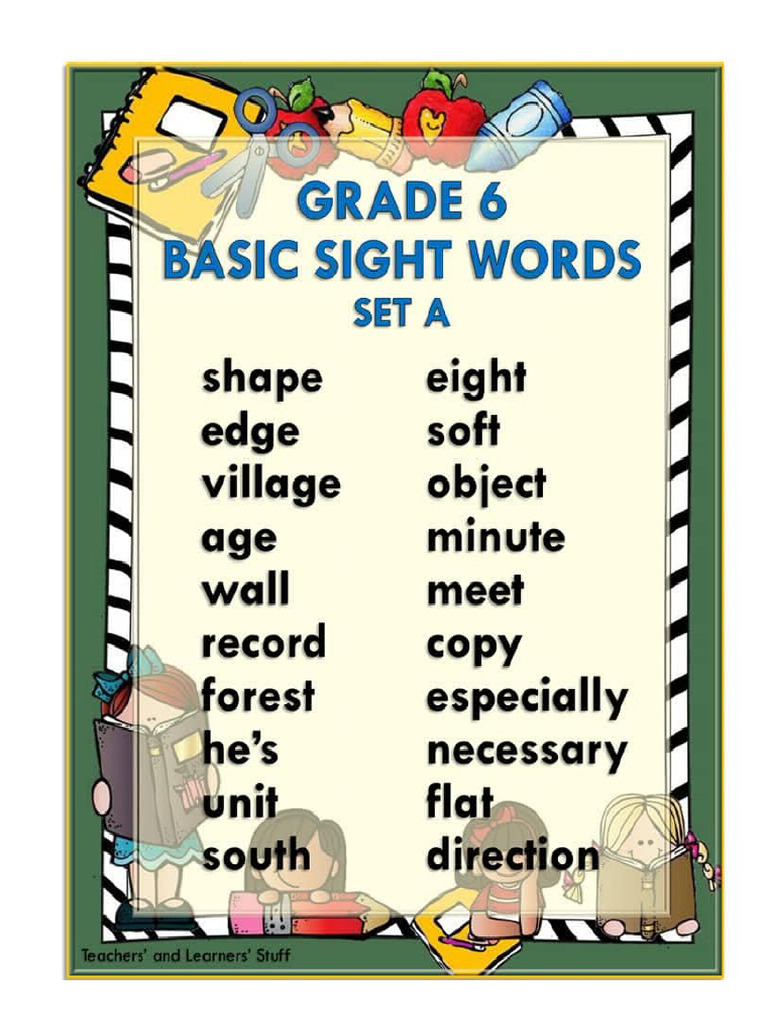 Basic Sight Words 6 | PDF