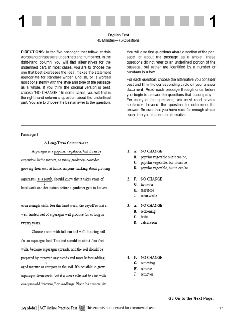 ACT Test 4 | PDF
