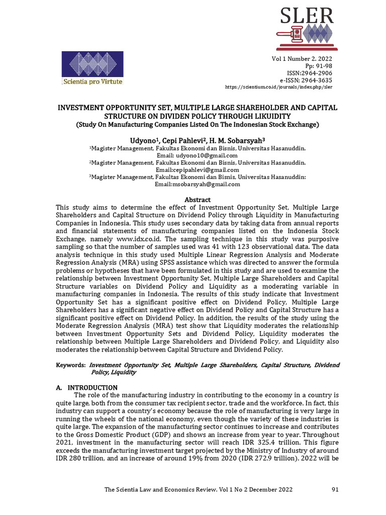 Investment Opportunity Pdf Dividend Coefficient Of Determination