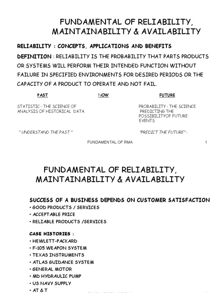 Reliability and Maintainability Fundamentals | PDF | Sales | Business