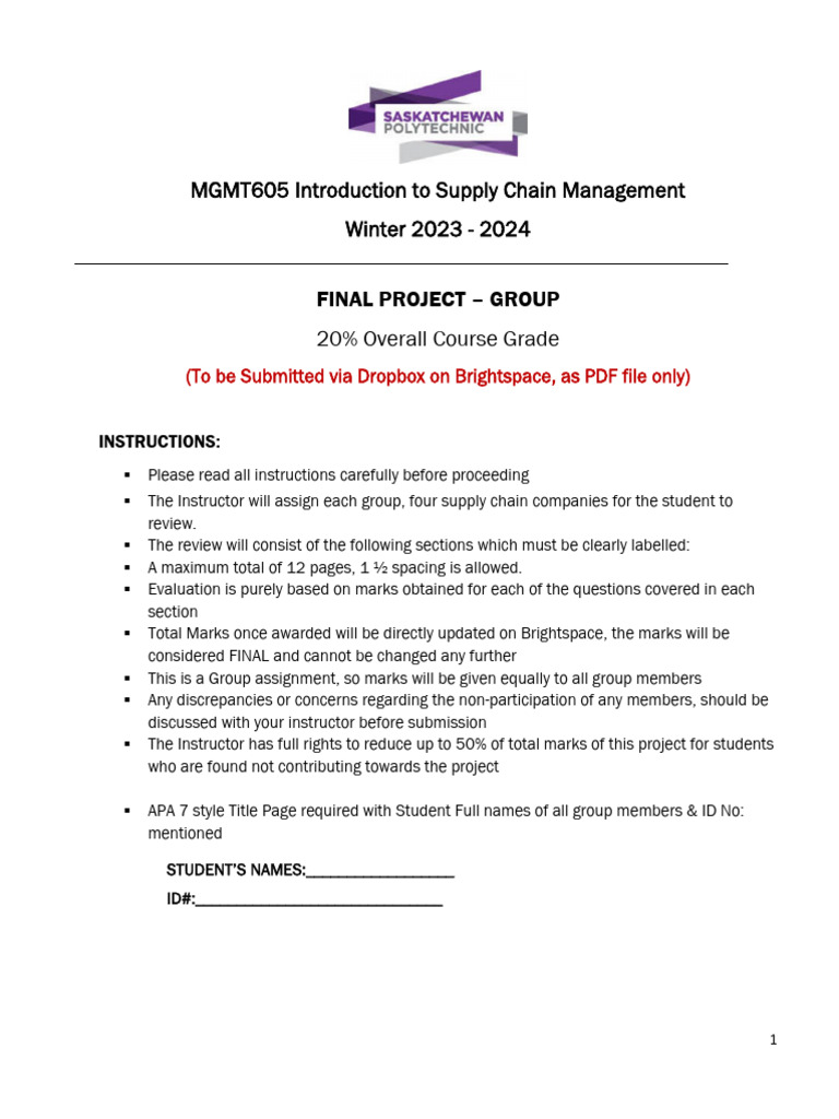 Mgmt605 Final Project - Winter 2024 | PDF