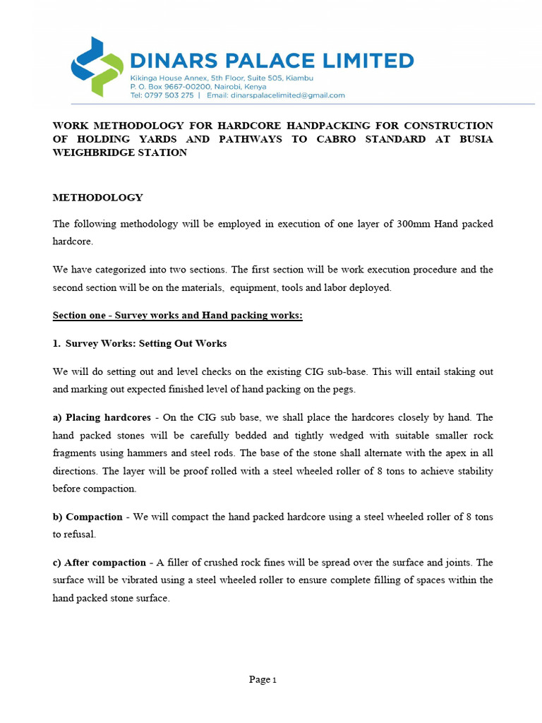 Work Methodology for Hardcore Handpacking for Cons_075334 | PDF