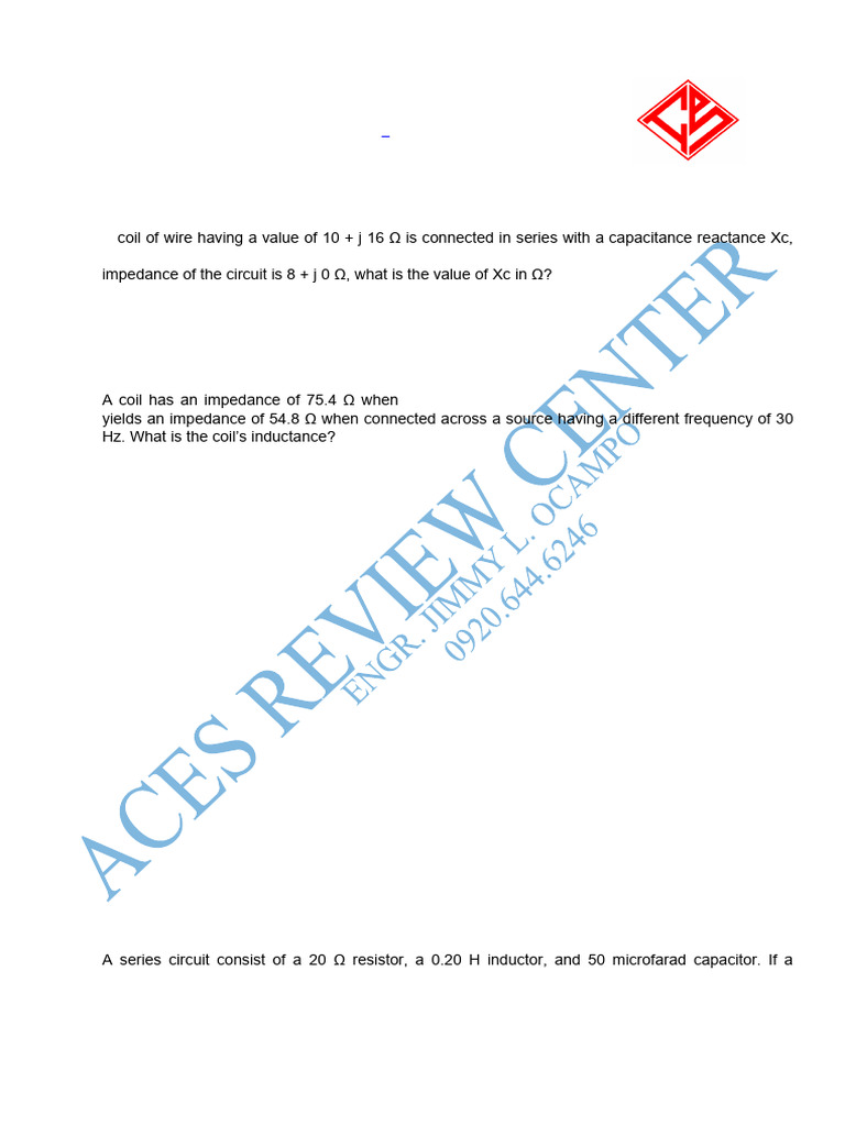 Ee Ref 4 Acc Single Phase | PDF | Electrical Impedance | Inductor