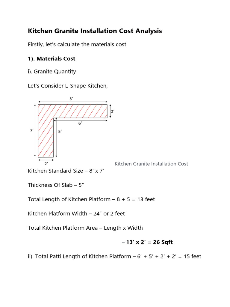 L Shape Kitchen Granite Installation Cost Estimates PDF | PDF